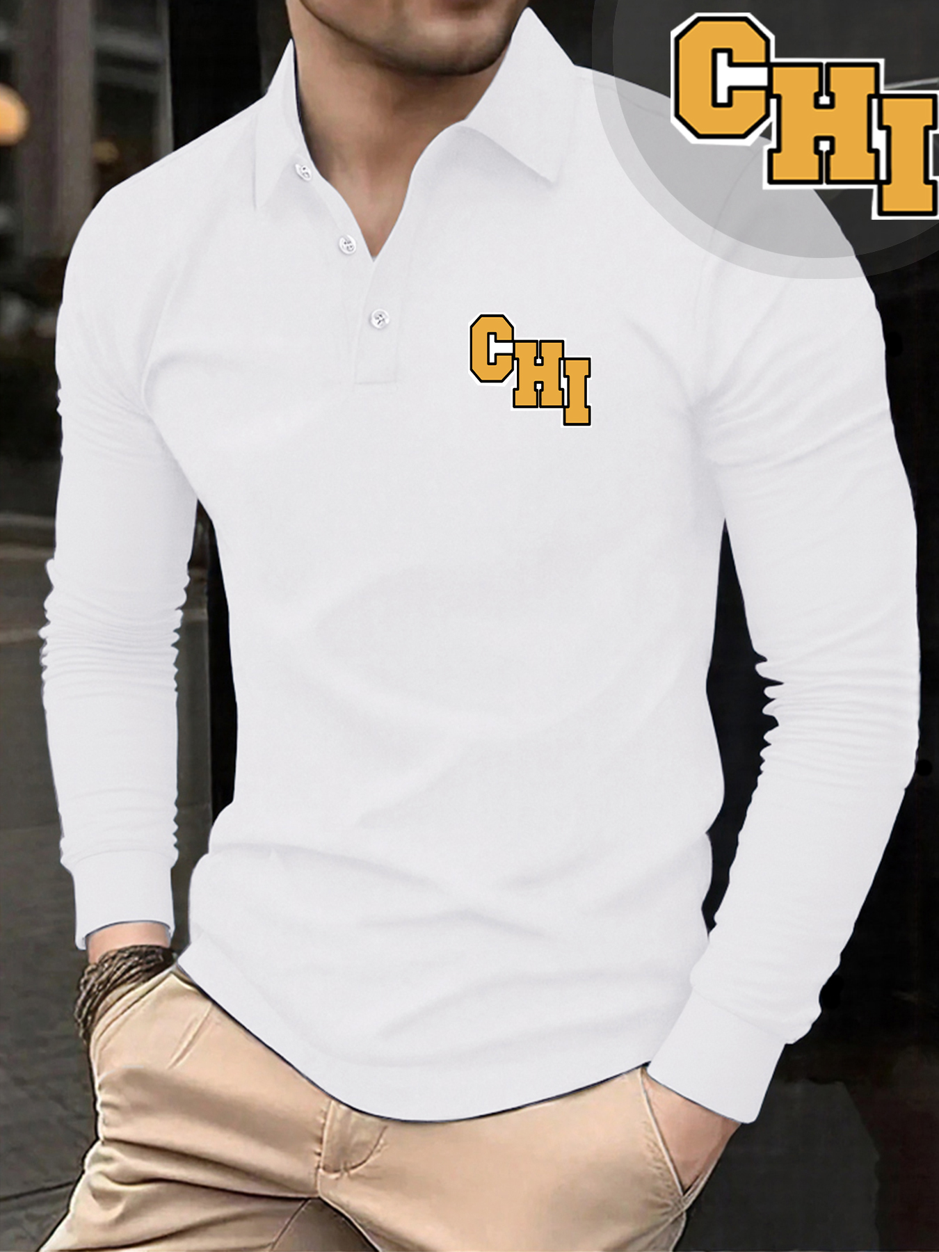 Winter Clothing English - Letter Chi Simple Printing Male Polo