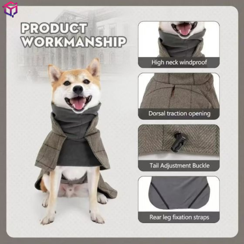 Warm Dog Coat English Plaid Do - Winter Clothing English reseña y precio