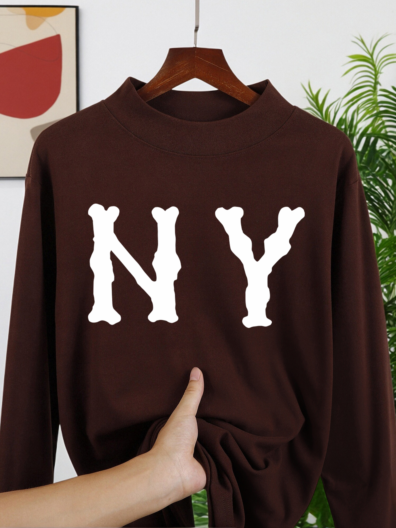 Letter N And Y Print Men'S Lon - Winter Clothing English reseña y precio