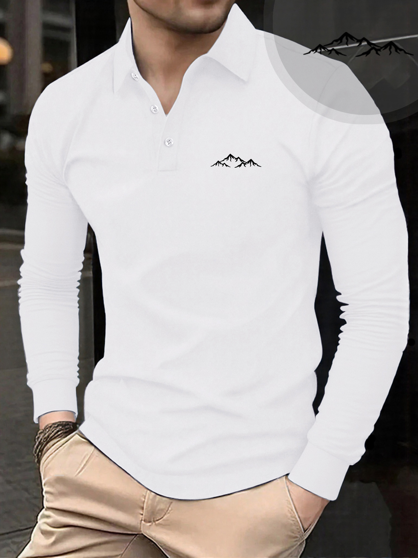 Mountain Line Print Male Polo  - Winter Clothing English reseña y precio